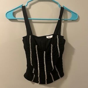Black croptop with rhinestones